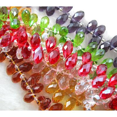 Chinese Crystal Beads, faceted teardrop, mixed color