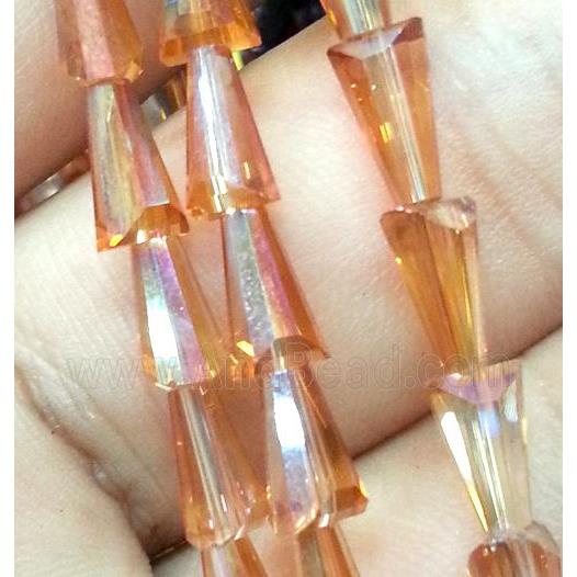 Chinese crystal glass bead, faceted pagoda, gold champagne AB color