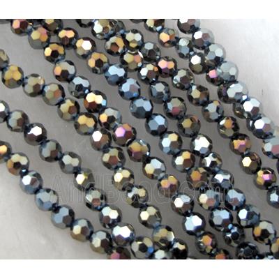 Chinese Crystal Beads, faceted round, rainbow half-plated