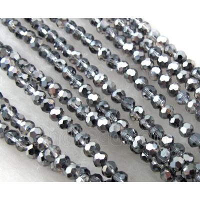 Chinese Crystal Beads, faceted round, half silver plated