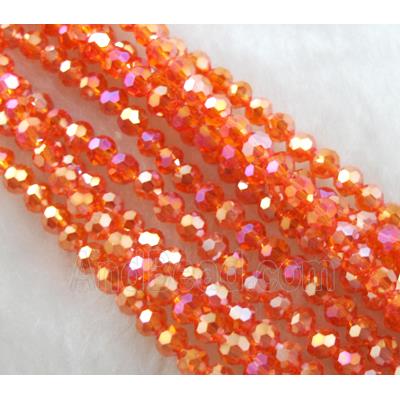 Chinese Crystal Glass Beads, faceted round, red AB-color