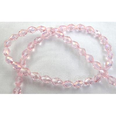 Chinese Crystal Beads, Twist, faceted, pink AB color