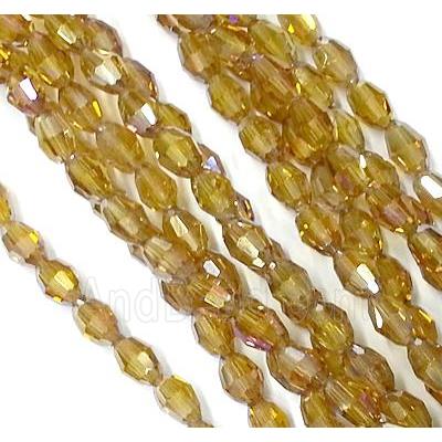 Chinese Crystal Glass Beads, faceted barrel, coffee