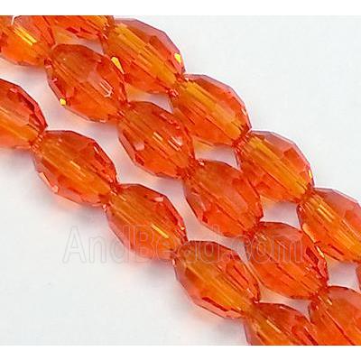 Chinese Crystal Glass Beads, faceted barrel, red