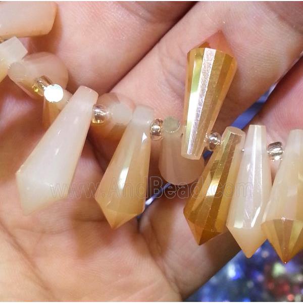 Chinese crystal glass bead, faceted teardrop