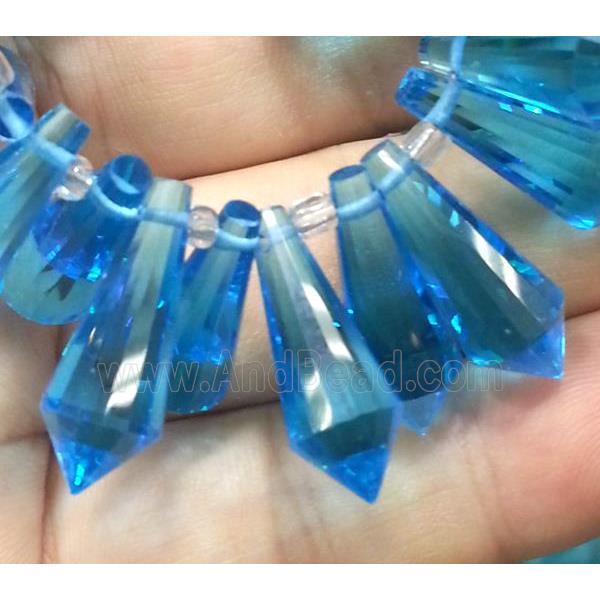 Chinese crystal glass bead, faceted teardrop