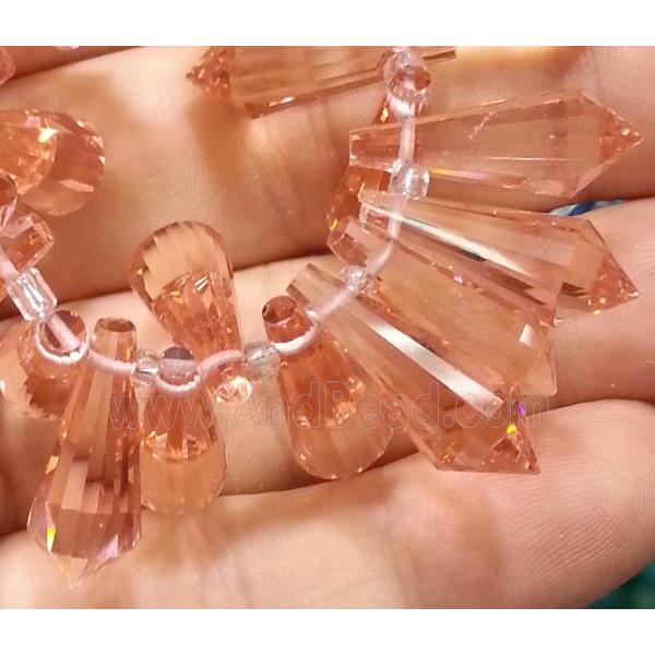 Chinese crystal glass bead, faceted teardrop