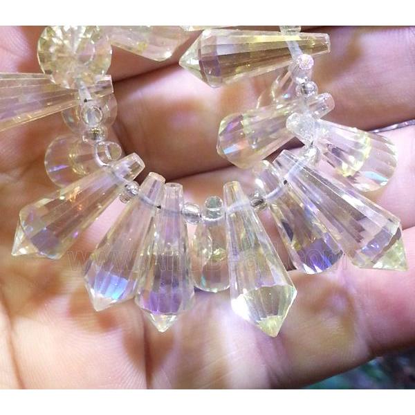 Chinese crystal glass bead, faceted teardrop