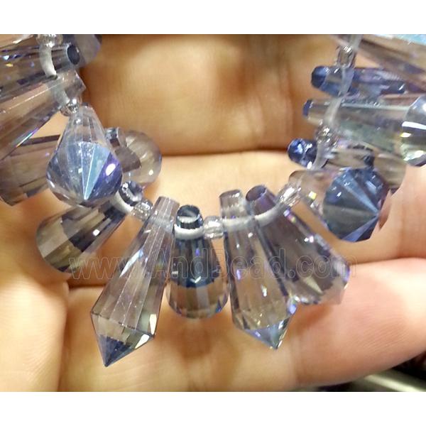 Chinese crystal glass bead, faceted teardrop