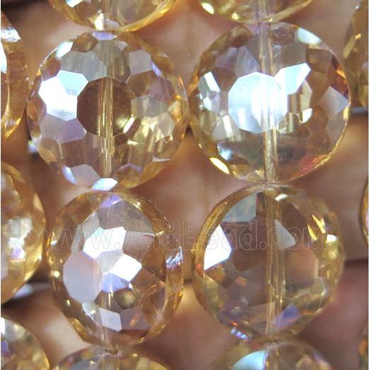 Chinese crystal glass bead, faceted flat round