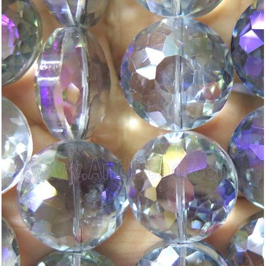 Chinese crystal glass bead, faceted flat round