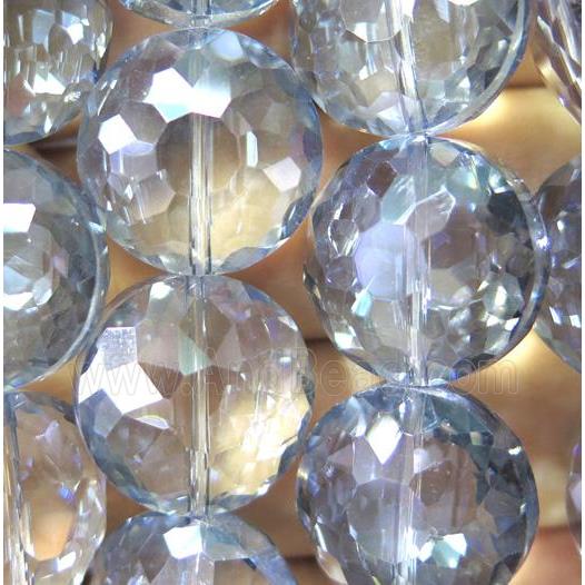 Chinese crystal glass bead, faceted flat round