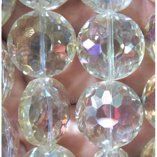 Chinese crystal glass bead, faceted flat round