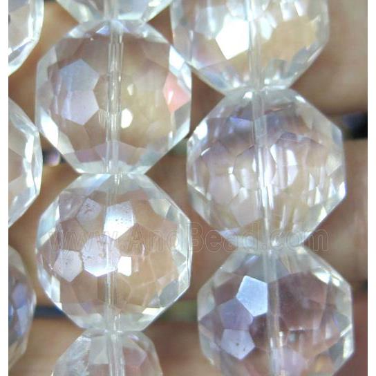 Chinese crystal glass bead, faceted flat round