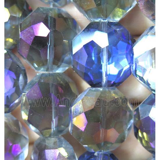 Chinese crystal glass bead, faceted flat round