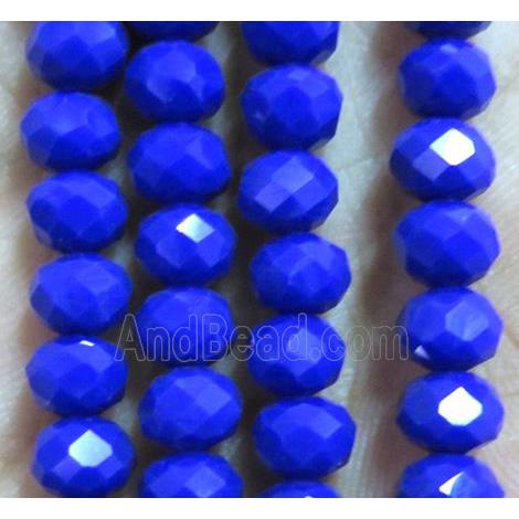 glass crystal bead, faceted wheel, blue