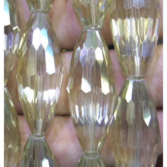 Chinese crystal glass bead, faceted rice