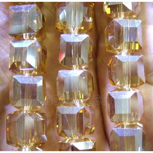 chinese crystal glass bead, faceted cube