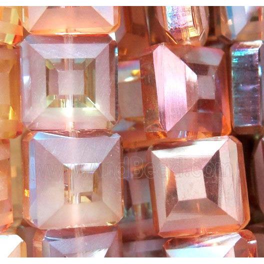chinese crystal glass bead, faceted square