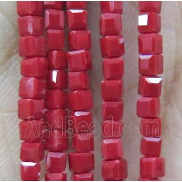 chinese crystal glass bead, faceted cube