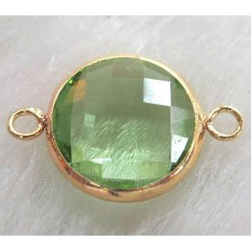 Chinese crystal glass connector Button lt.green