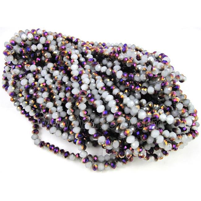 glass crystal bead, faceted wheel, half plated AB color