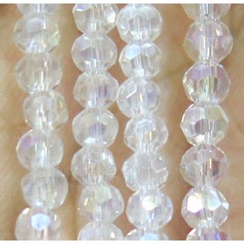 Clear Chinese Crystal Beads, AB color, faceted round