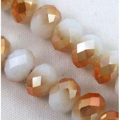 glass crystal bead, faceted wheel, half plated AB color
