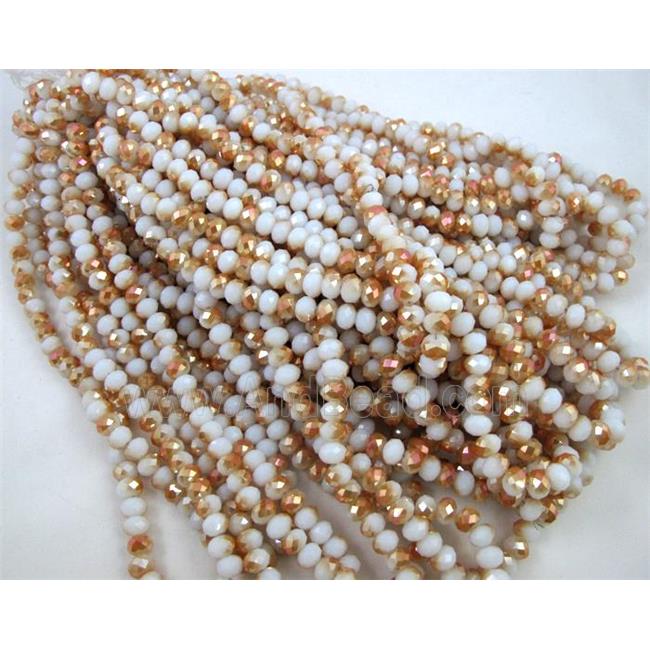 glass crystal bead, faceted wheel, half plated AB color