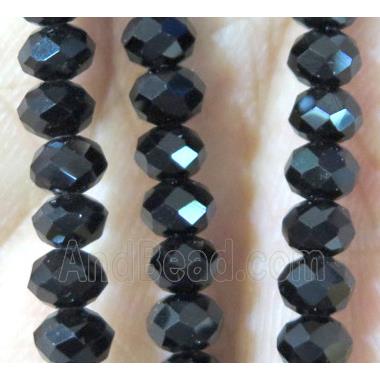 black Chinese crystal glass bead, faceted rondelle