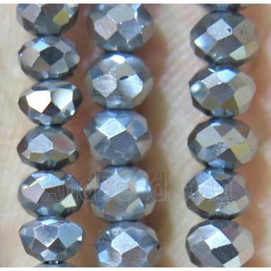 chinese crystal bead, faceted rondelle, silver plated
