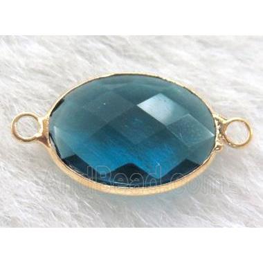 chinese crystal glass connector, faceted oval
