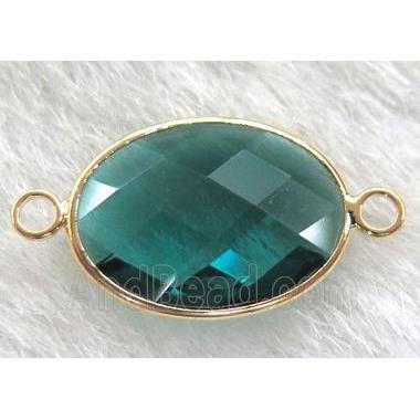 chinese crystal glass connector, faceted oval