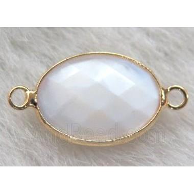 chinese crystal glass connector, faceted oval