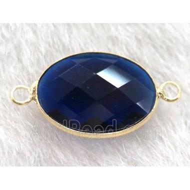 chinese crystal glass connector, faceted oval