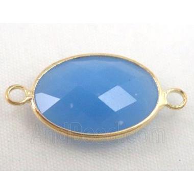 chinese crystal glass connector, faceted oval