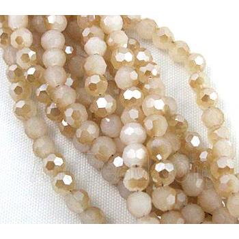 glass crystal bead, faceted round, half plated AB color