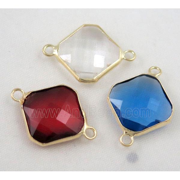 Chinese crystal glass connector, faceted square