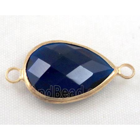 Chinese crystal glass connector, faceted teardrop