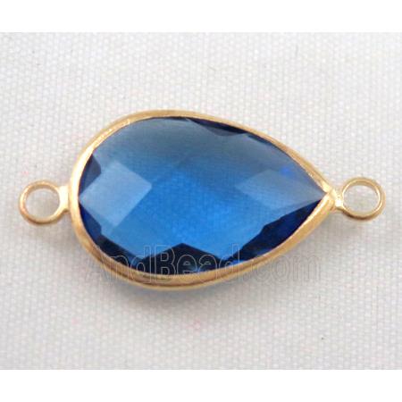 Chinese crystal glass connector, faceted teardrop