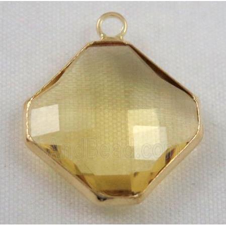 Chinese crystal glass pendant, faceted square
