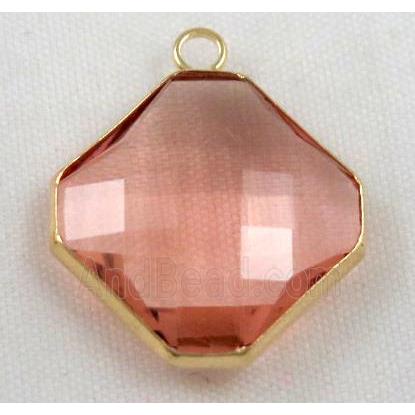 Chinese crystal glass pendant, faceted square