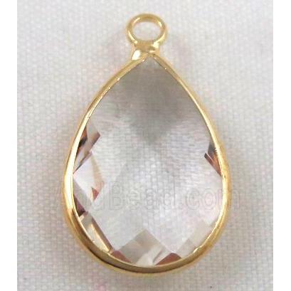 clear Chinese crystal glass pendant, faceted teardrop