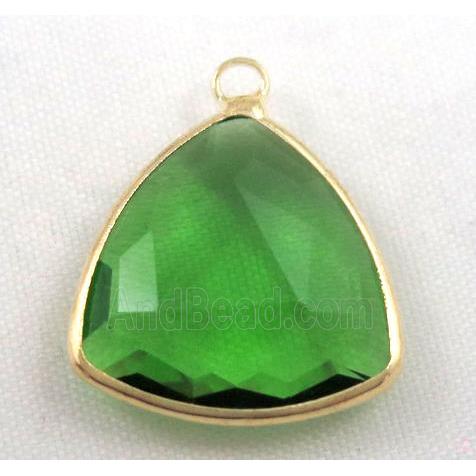 Chinese crystal glass pendant, faceted triangle