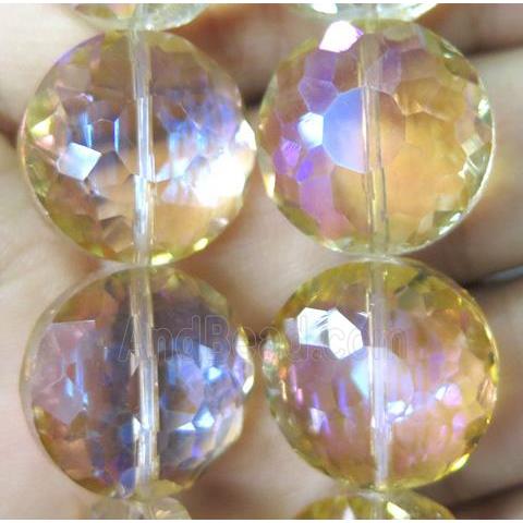 Chinese crystal bead, faceted flat round