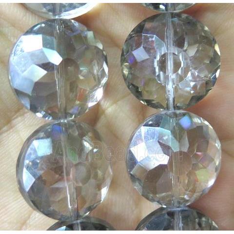 Chinese crystal bead, faceted flat round