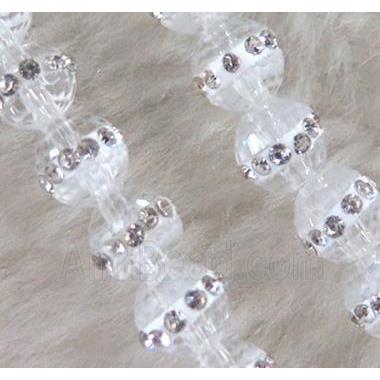 Chinese crystal bead with rhinestone, faceted round
