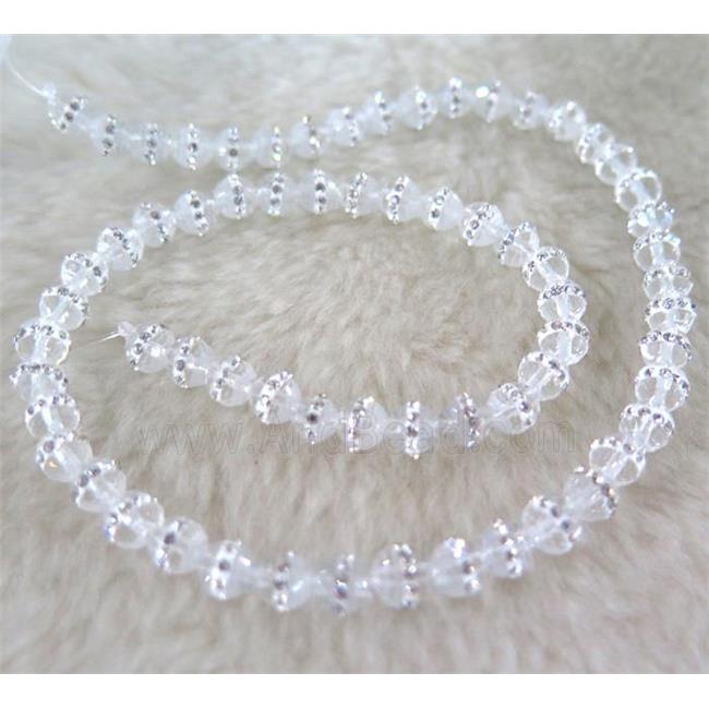 Chinese crystal bead with rhinestone, faceted round