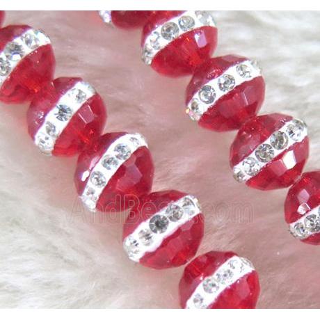 Chinese crystal bead with rhinestone, faceted round