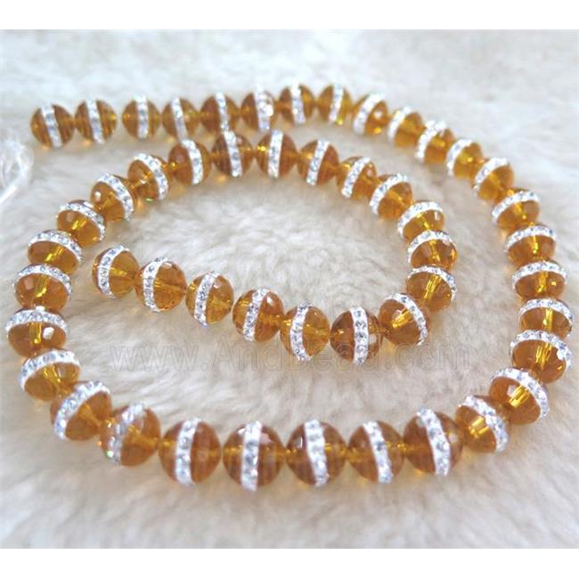 Chinese crystal bead with rhinestone, faceted round